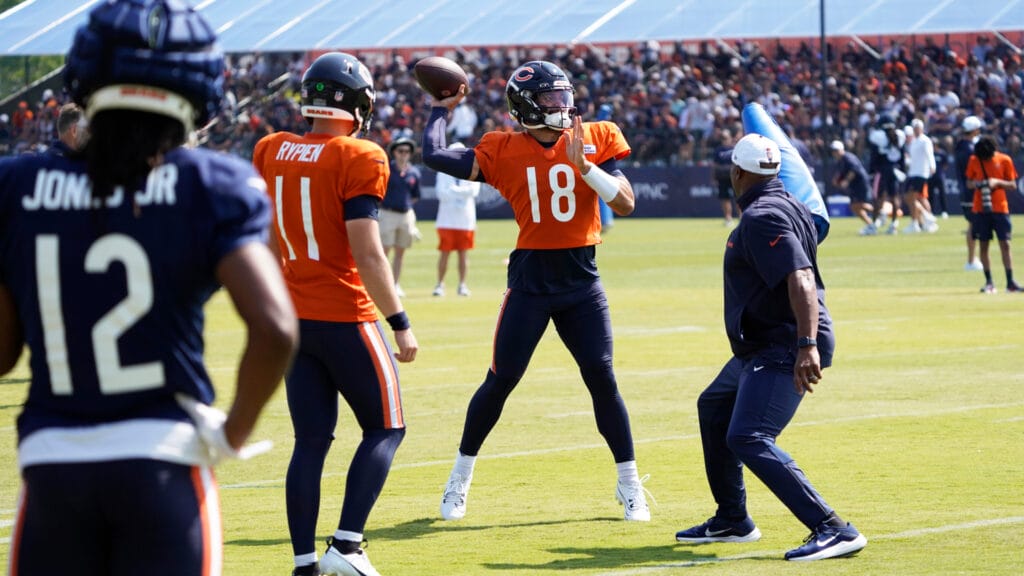 Bears QB Caleb Williams during practice at Halas Hall