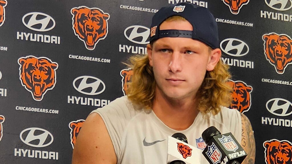Bears QB Brett Rypien speaks to the media on Wednesday at Halas Hall.