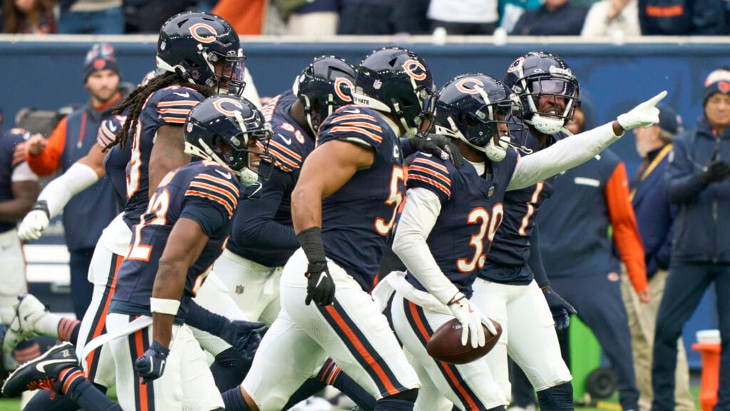 Chicago Bears defense after interception in London