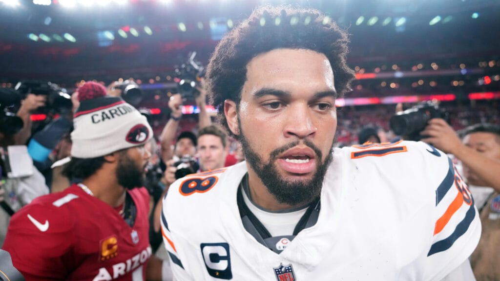 Chicago Bears quarterback Caleb Williams after the loss to the Cardinals.
