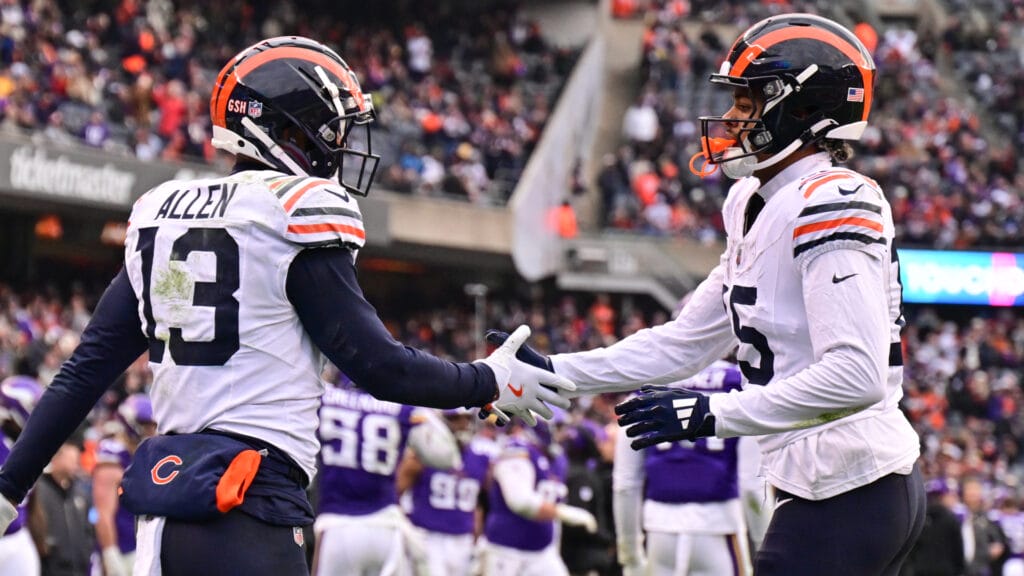 Chicago Bears receivers Keenan Allen and Rome Odunze