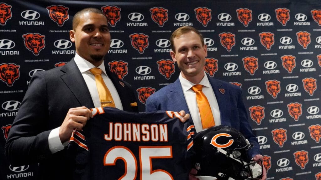 Chicago Bears head coach Ben Johnson and general manager Ryan Poles