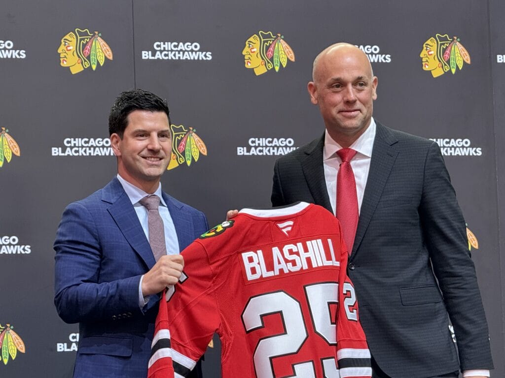 Chicago Blackhawks GM Kyle Davidson introduces new head coach Jeff Blashill