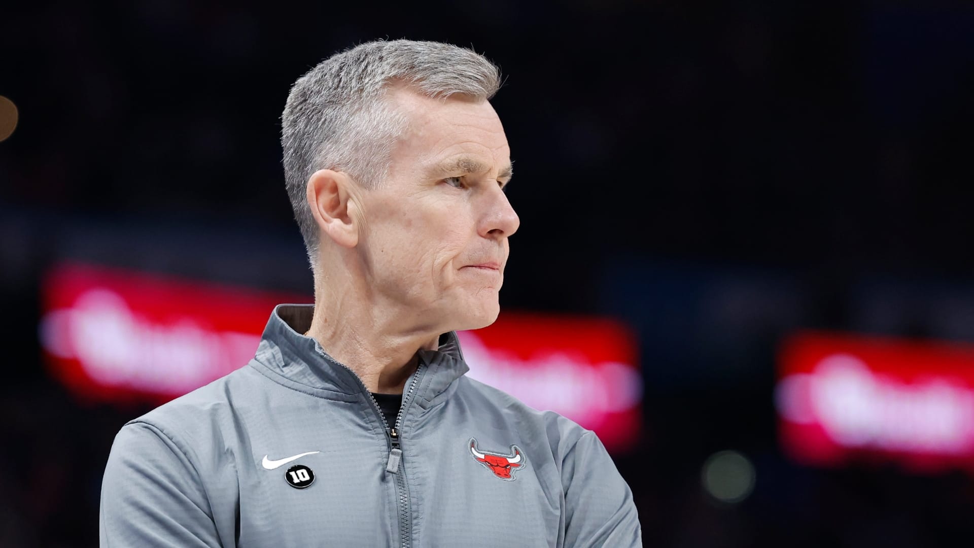 Mar 31, 2025; Oklahoma City, Oklahoma, USA; Chicago Bulls head coach Billy Donovan watches his team play against the Oklahoma City Thunder during the second quarter at Paycom Center.