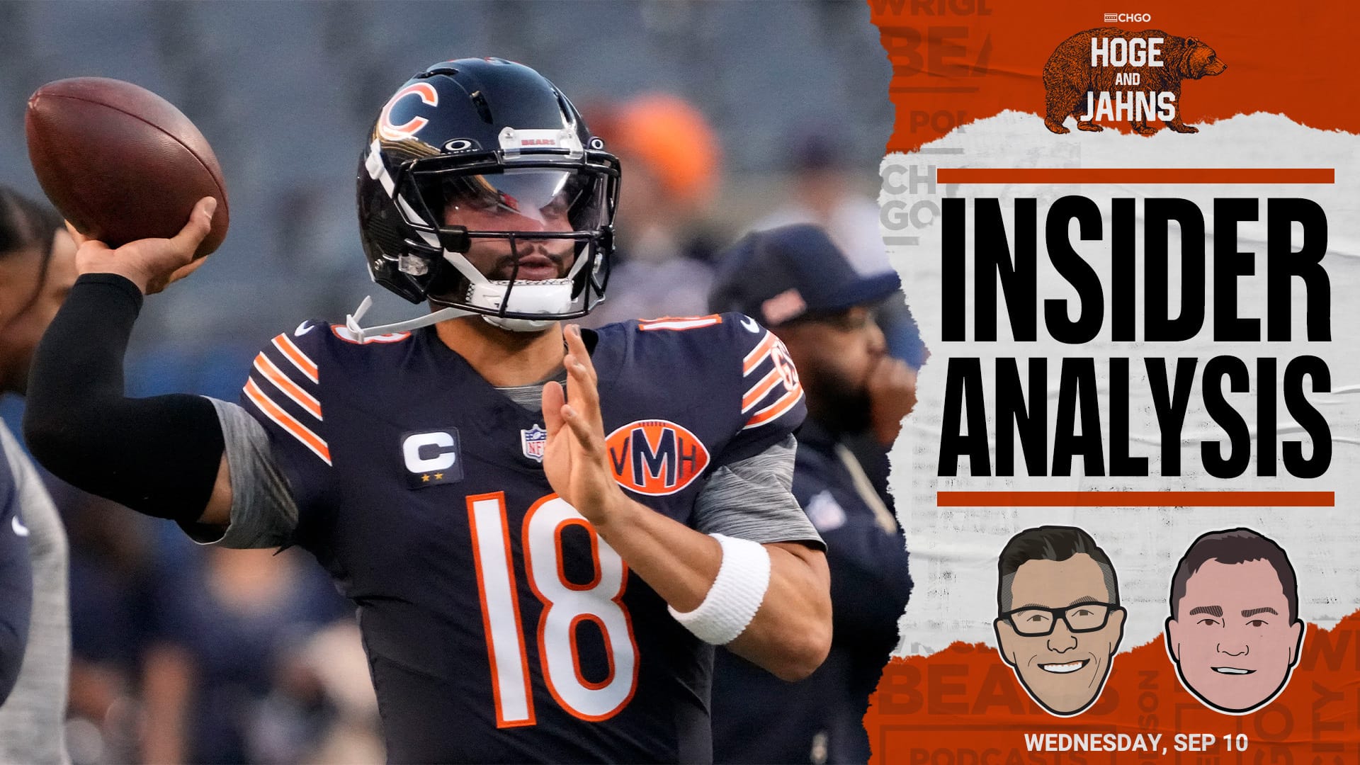 Chicago Bears quarterback Caleb Williams (18) practices before the game against the Minnesota Vikings at Soldier Field.