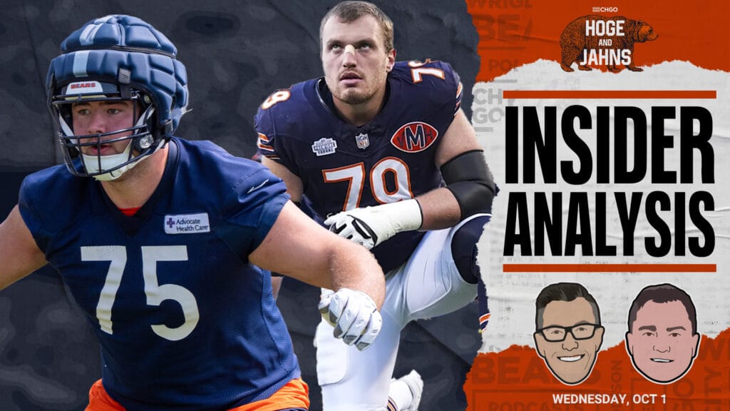 Chicago Bears OL Theo Benedet and Ozzy Trapilo