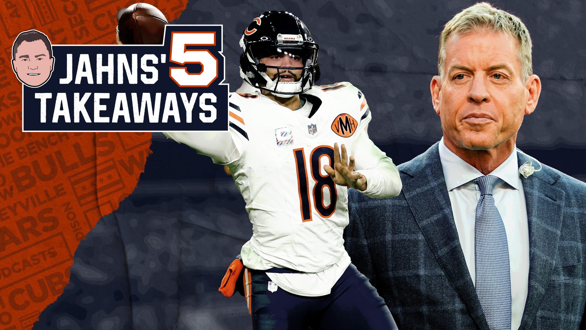 Bears QB Caleb Williams and Troy Aikman