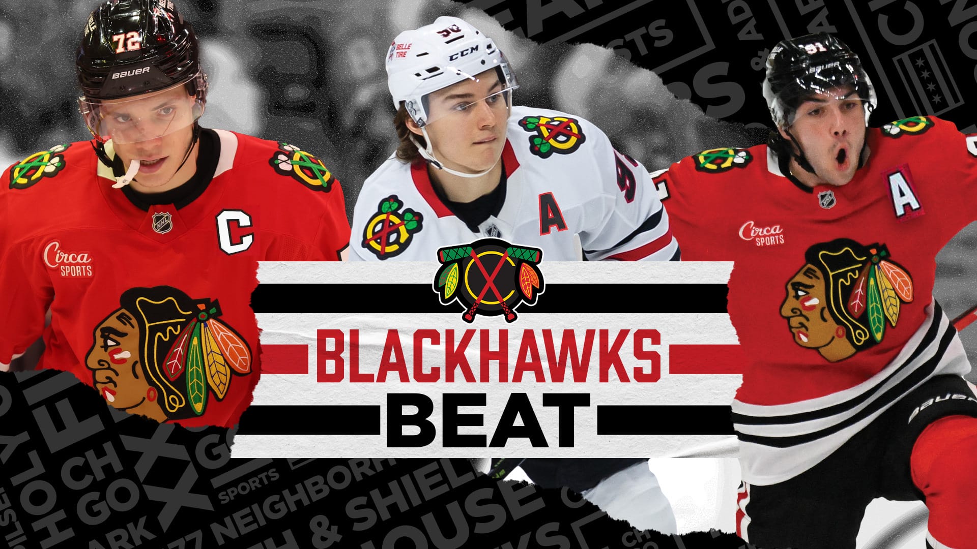 Chicago Blackhawks Alex Vlasic, Connor Bedard and Frank Nazar