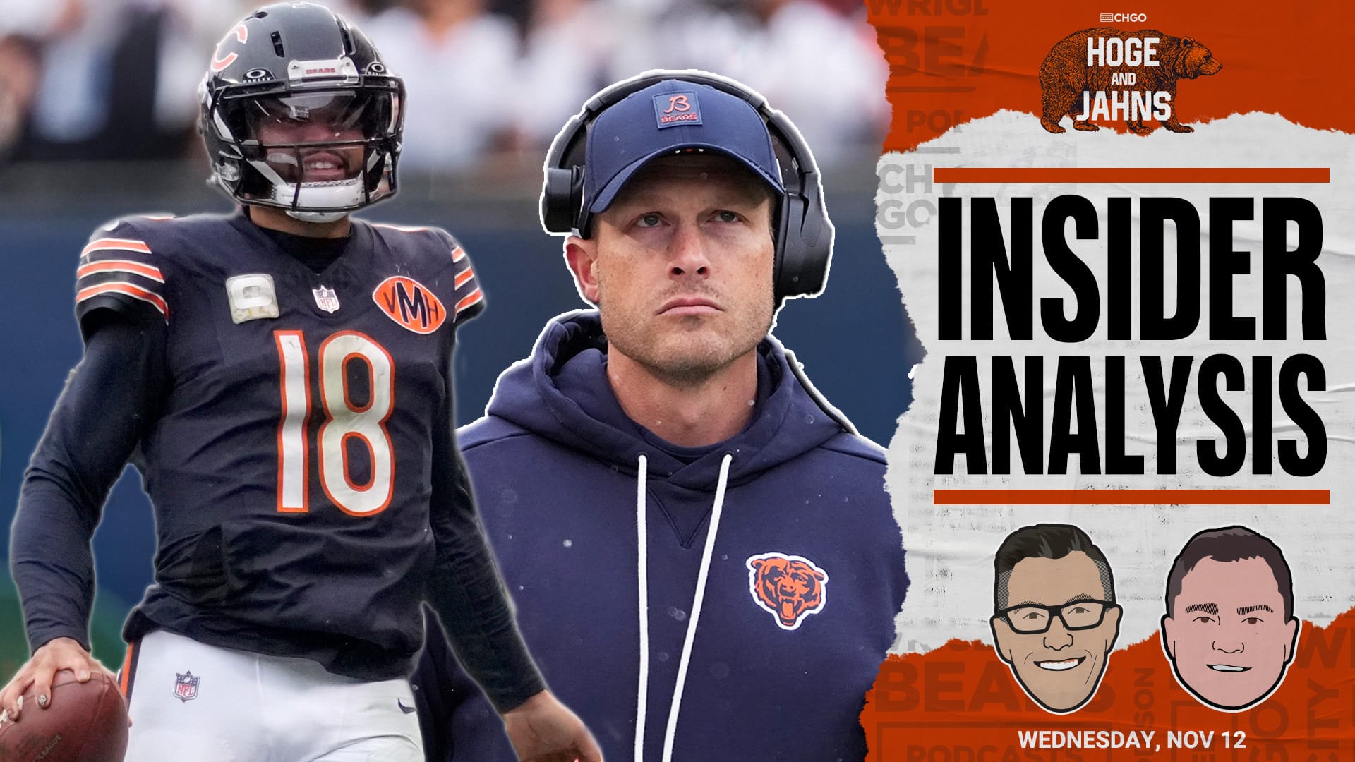 Chicago Bears' QB Caleb Williams and coach Ben Johnson