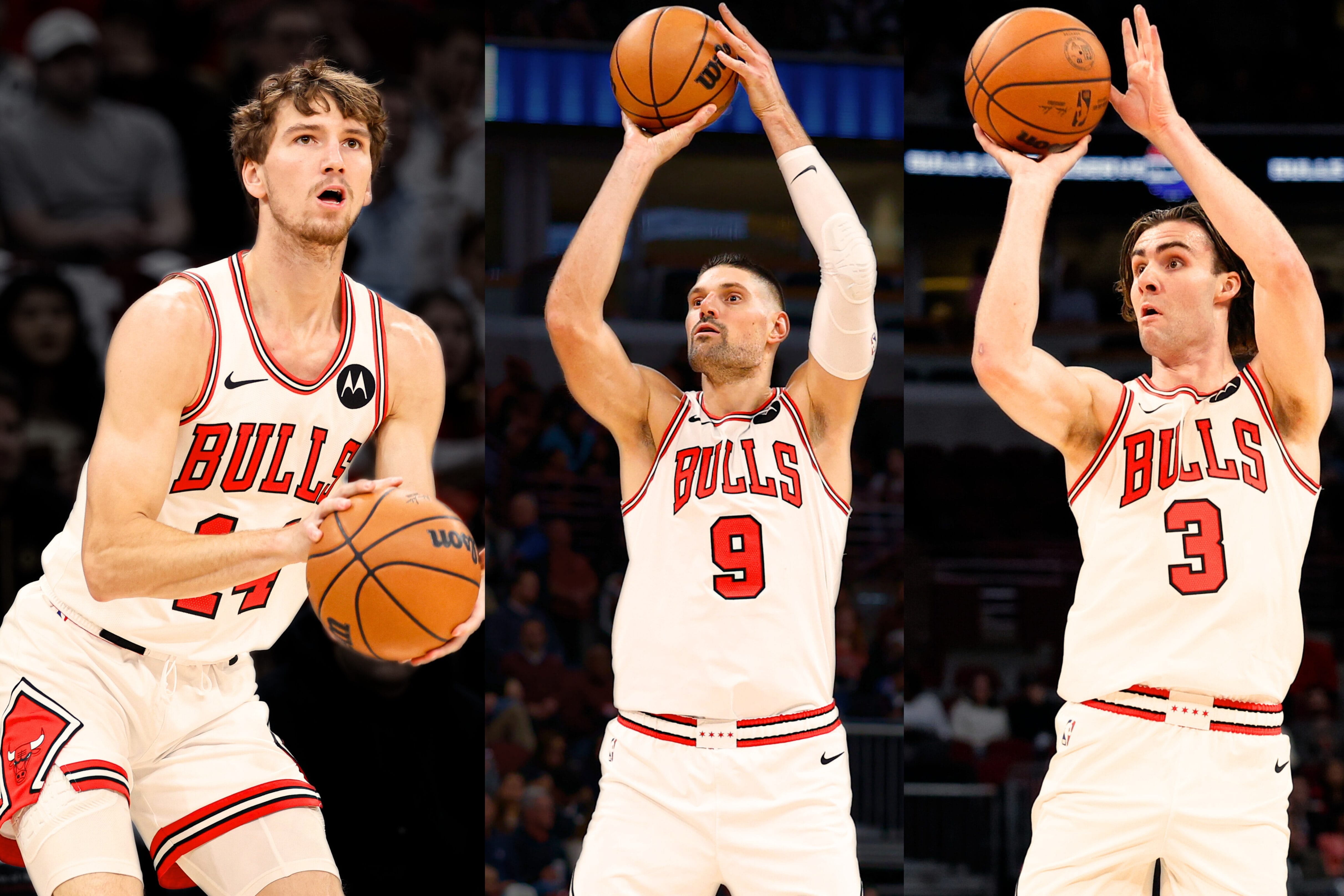 Bulls' Matas Buzelis, Nikola Vucevic, Josh Giddey