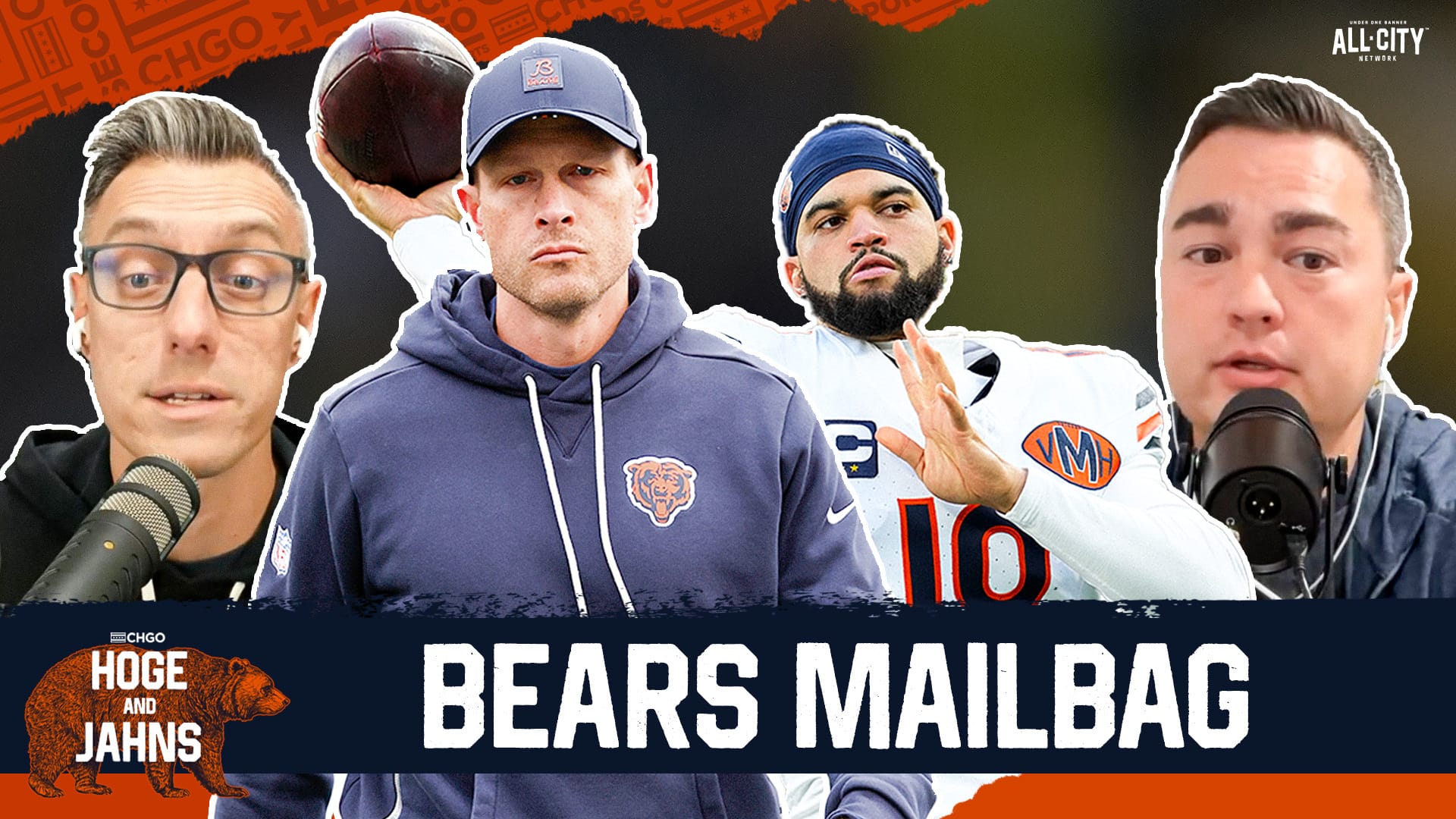 Chicago Bears' Caleb Williams and Ben Johnson