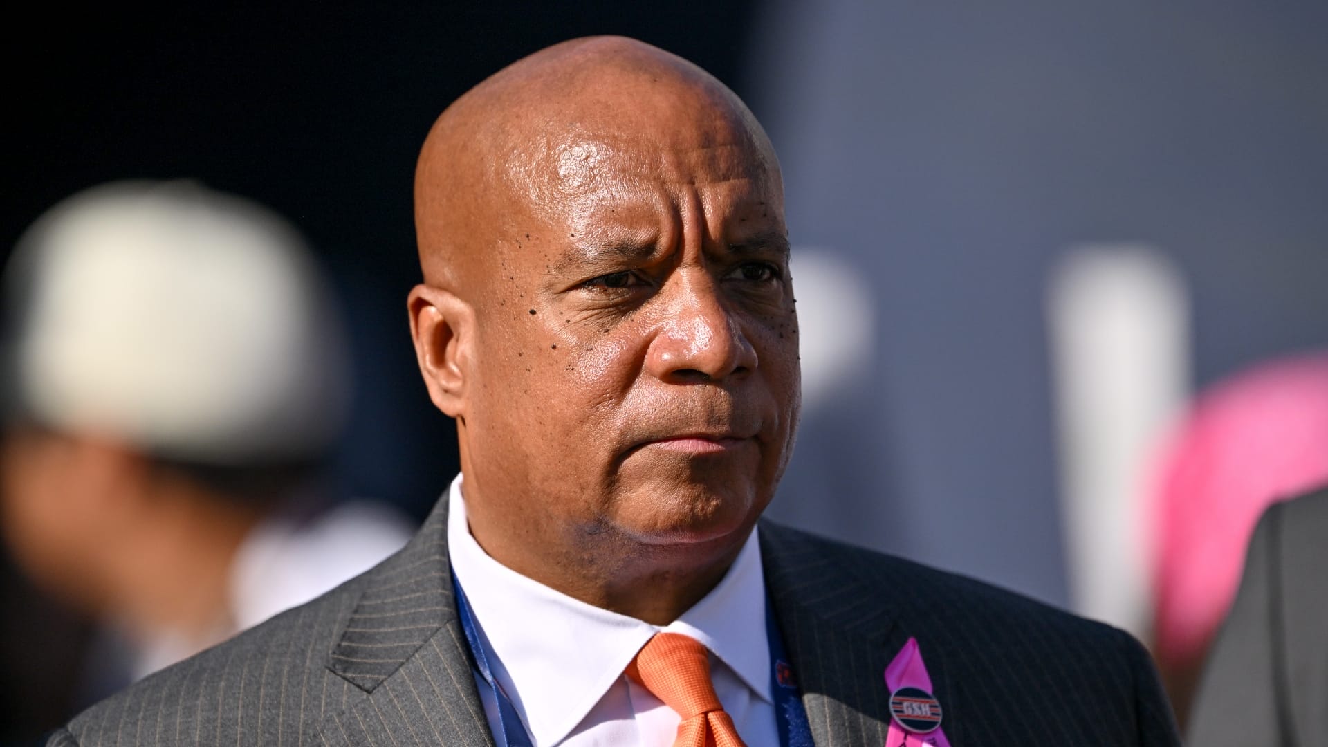 Chicago Bears president Kevin Warren looks on against the Carolina Panthers during the fourth quarter at Soldier Field. Mandatory Credit: Daniel Bartel-Imagn Images