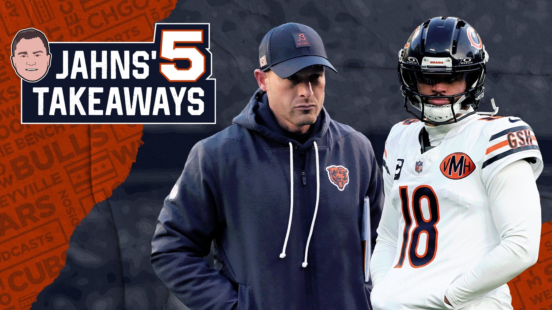 Chicago Bears' Ben Johnson and Caleb Williams