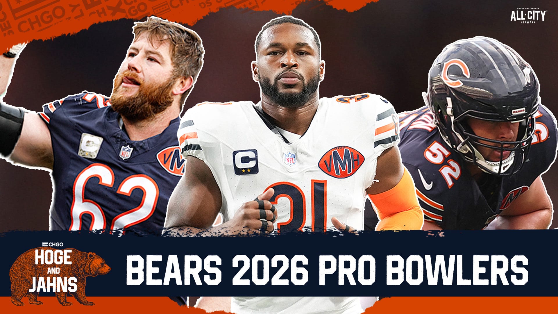 Chicago Bears' Joe Thuney, Kevin Byard III and Drew Dalman