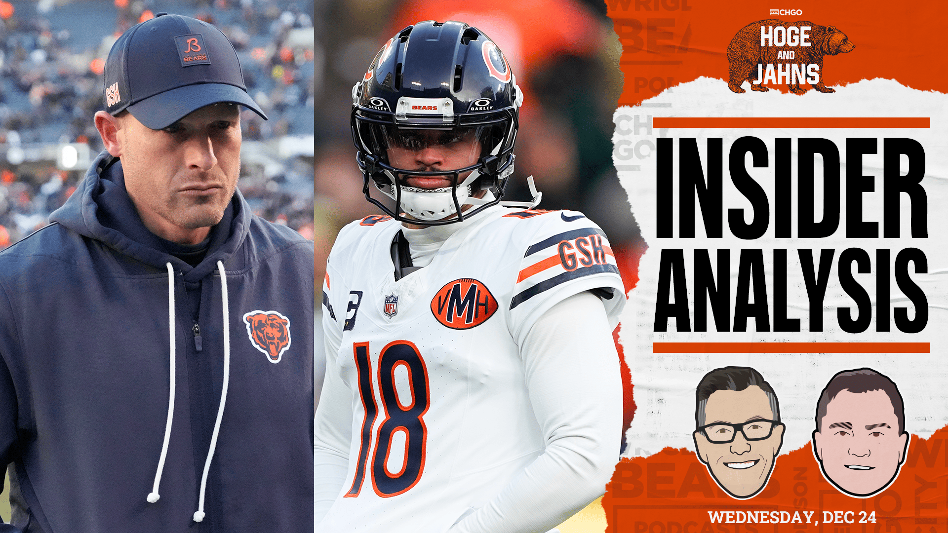 Chicago Bears' Ben Johnson and Caleb Williams