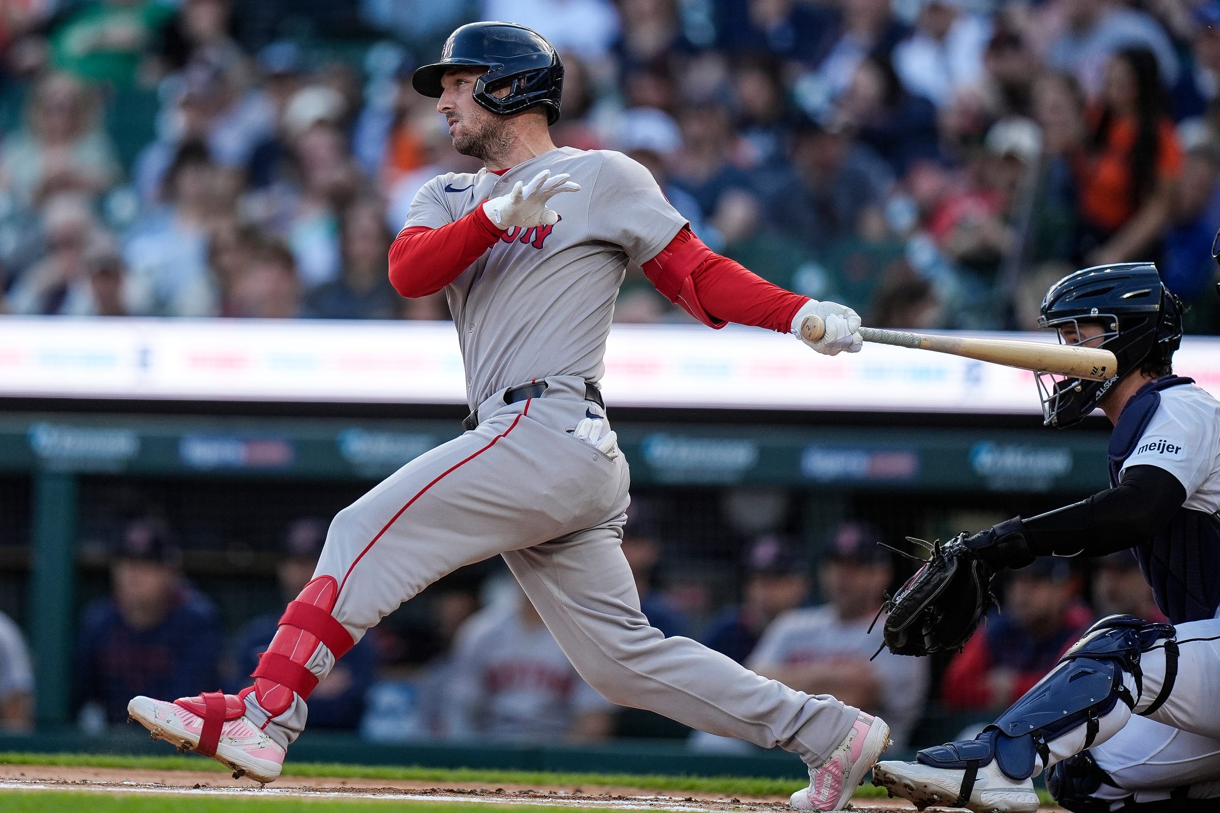 Boston Red Sox third baseman Alex Bregman bats against the Detroit Tigers during the first inning at Comerica Park, May 14, 2025.