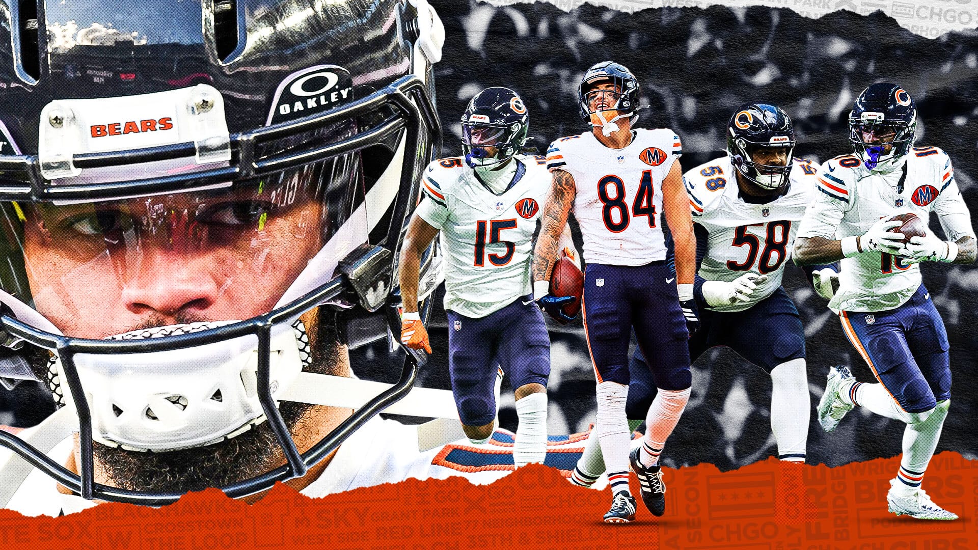 Chicago Bears Caleb Williams, Rome Odunze, Colston Loveland, Darnell Wright, Luther Burden III