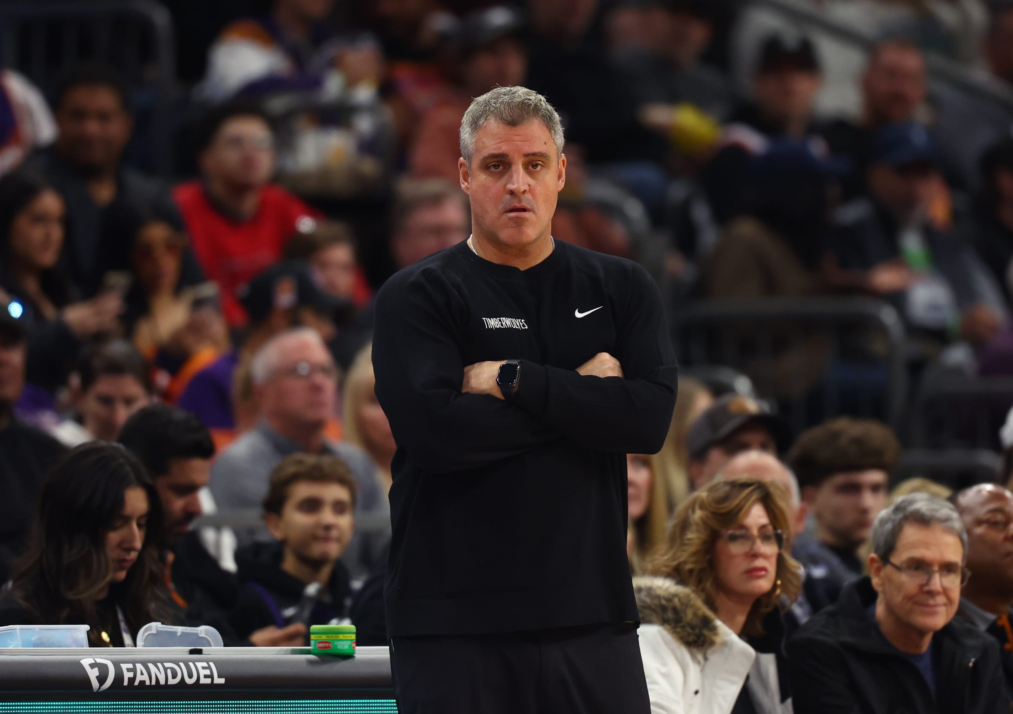 Minnesota Timberwolves assistant coach and possible Bulls candidate Micah Nori against the Phoenix Suns at Footprint Center.