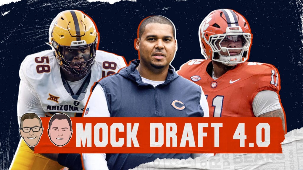 Draft prospects Peter Woods, Max Iheanachor and Bears GM Ryan Poles