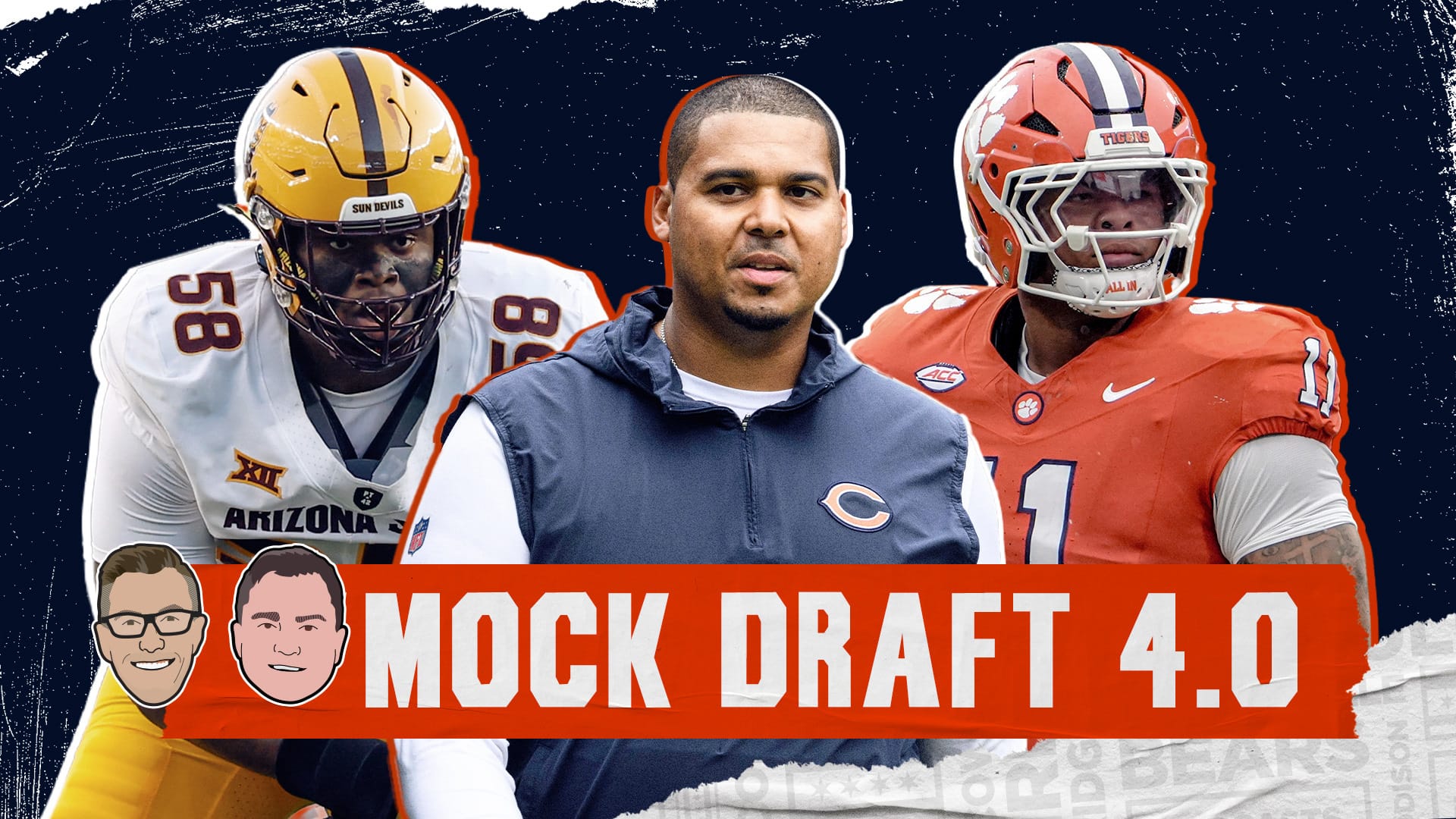 Draft prospects Peter Woods, Max Iheanachor and Bears GM Ryan Poles