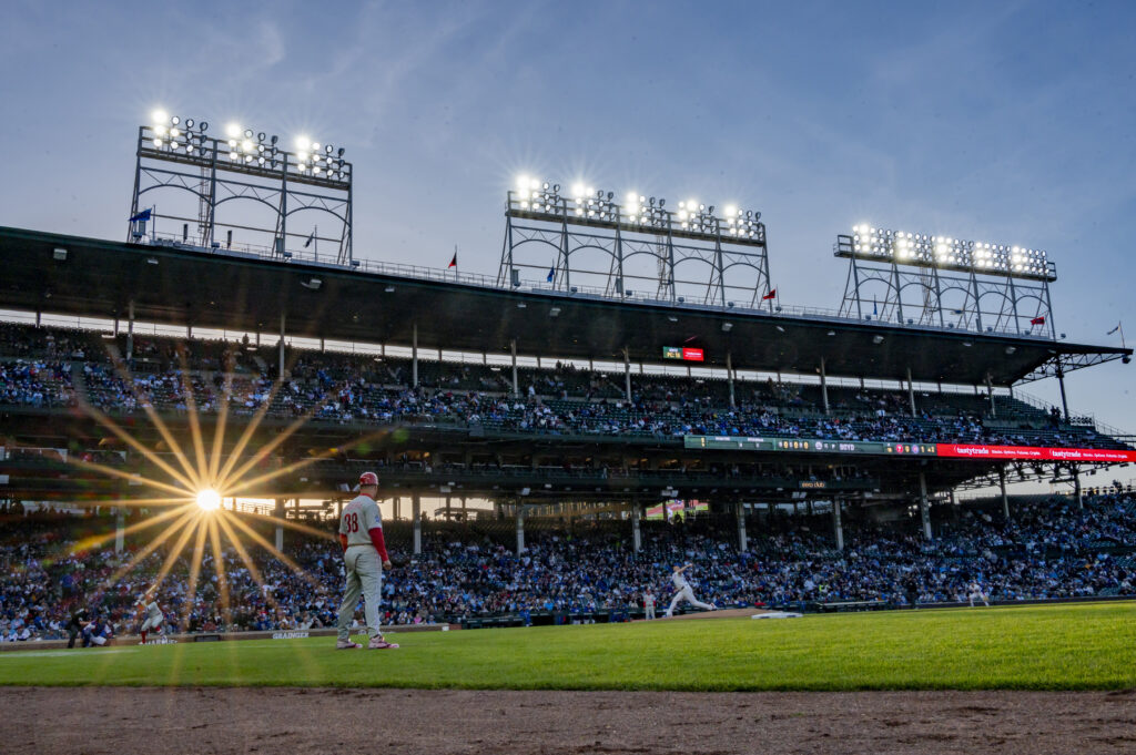 Apr 22, 2026; Chicago, Illinois, USA; Chicago Cubs pitcher Matthew Boyd (16) pitches against the Philadelphia Phillies during the second inning at Wrigley Field.