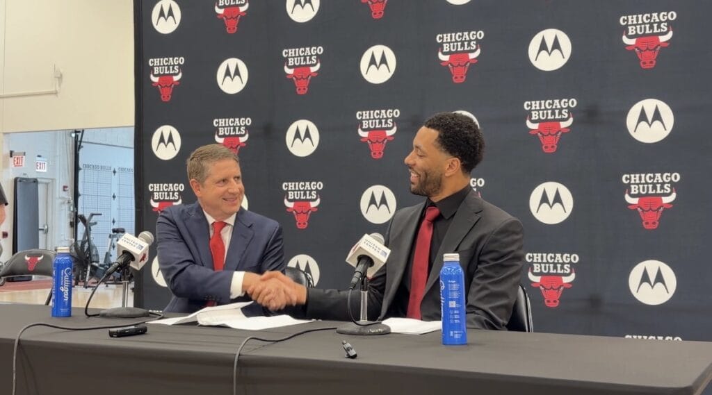 Michael Reinsdorf introduces Bulls new EVP of Basketball Operations Bryson Graham to Chicago