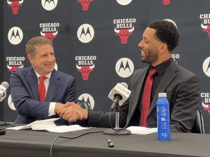 Michael Reinsdorf introduces Bulls new EVP of Basketball Operations Bryson Graham to Chicago