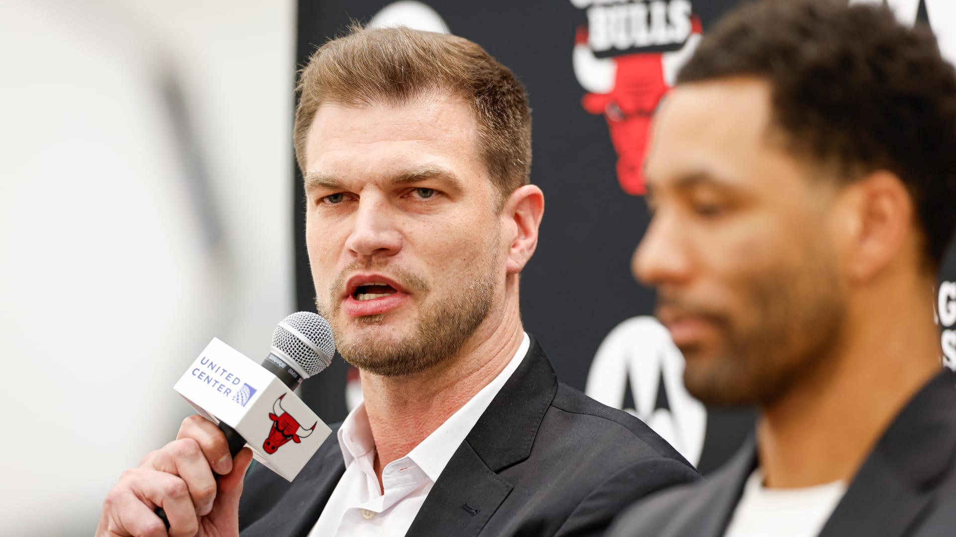 Jun 17, 2026; Chicago, Il, USA; New Chicago Bulls head coach Tiago Splitter speaks during a press conference at Advocate Center.