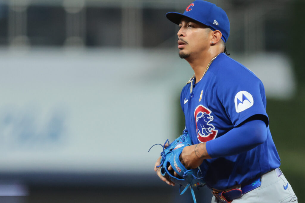Sep 6, 2026; Miami, Florida, USA; Chicago Cubs pitcher Daniel Palencia (48) enters the game against the Miami Marlins during the eighth inning at loanDepot Park.