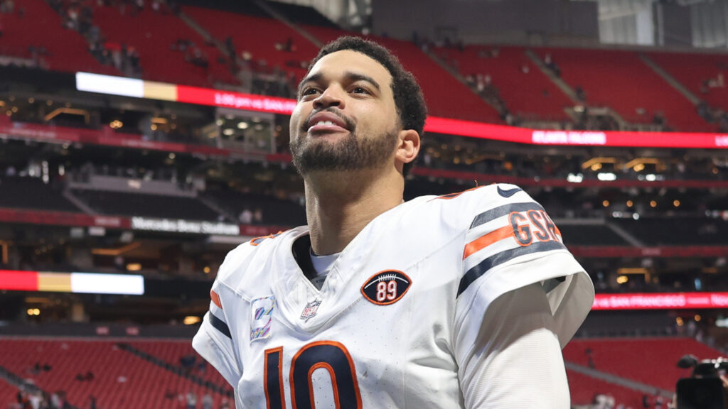 Oct 18, 2026; Atlanta, Georgia, USA; Chicago Bears quarterback Caleb Williams (18) walks off the field after the game against the Atlanta Falcons at Mercedes-Benz Stadium. Mandatory Credit: Brett Davis-Imagn Images