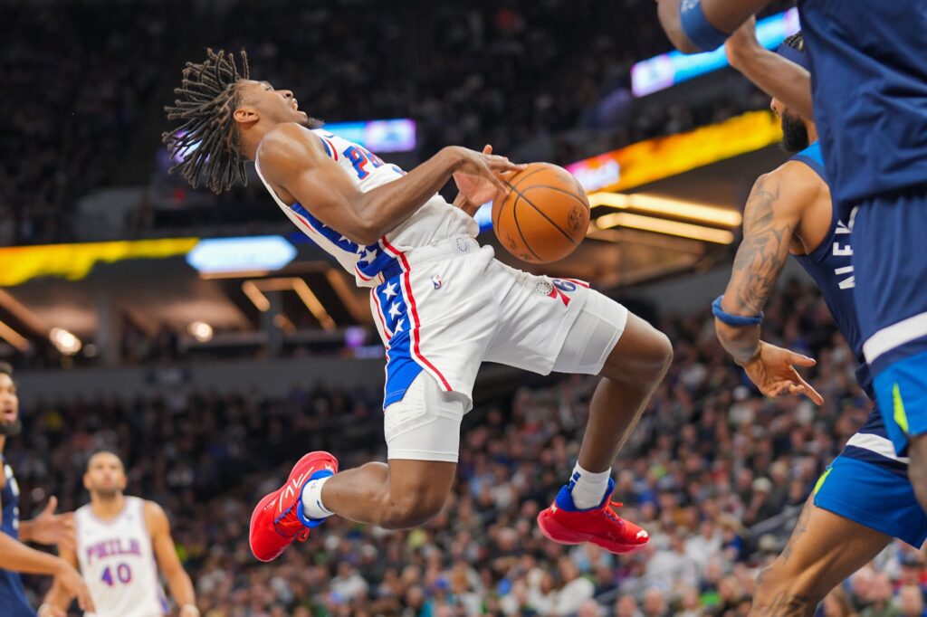 Tyrese Maxey looking crazy.