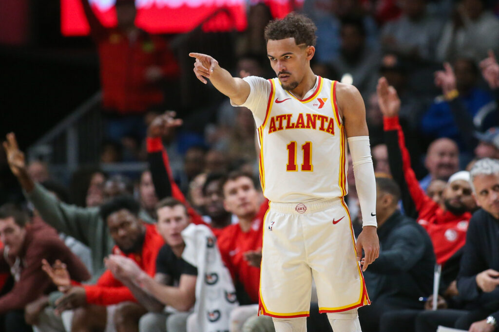 Trae Young pointing.