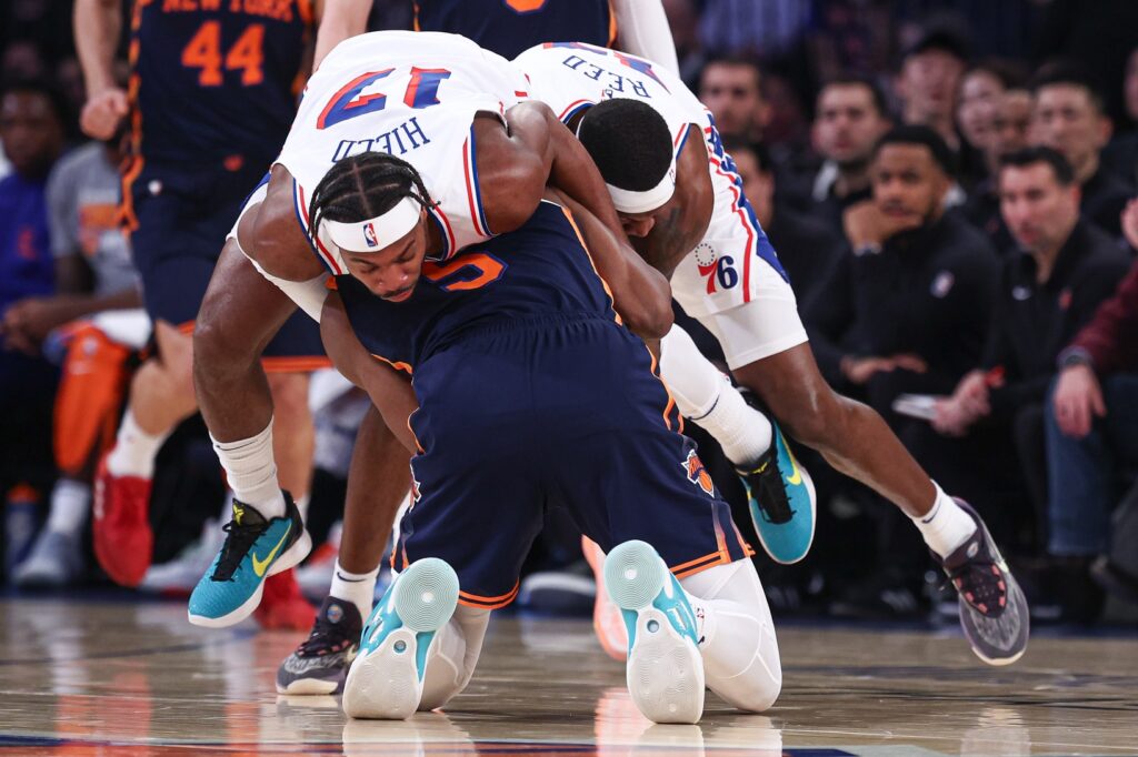 The Sixers getting tackled in the groin region.