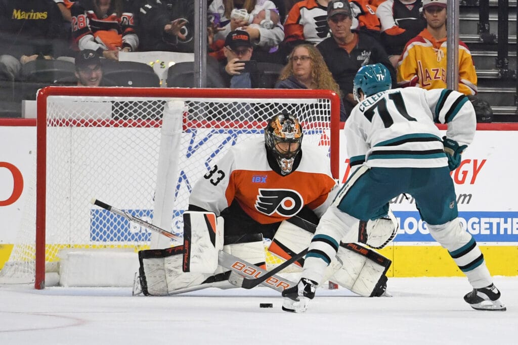Sam Ersson back at Flyers practice, Helge Grans demoted to AHL