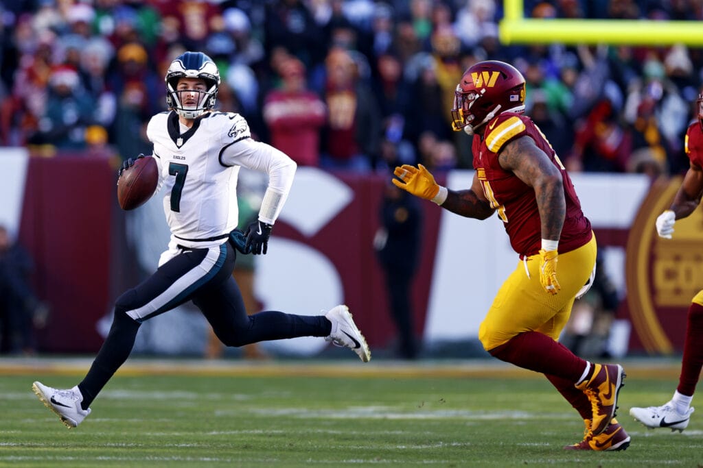 Jalen Hurts’ value is clear after Kenny Pickett takes over in Eagles’ loss to Commanders with postseason seeding in sight