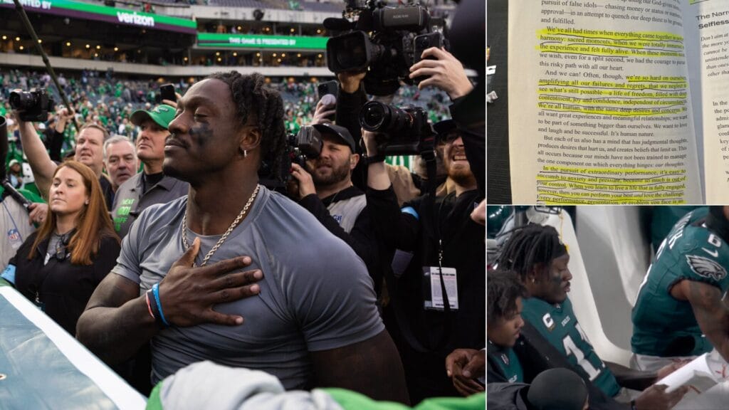 Why Eagles WR A.J. Brown read a book on the sideline of a postseason game
