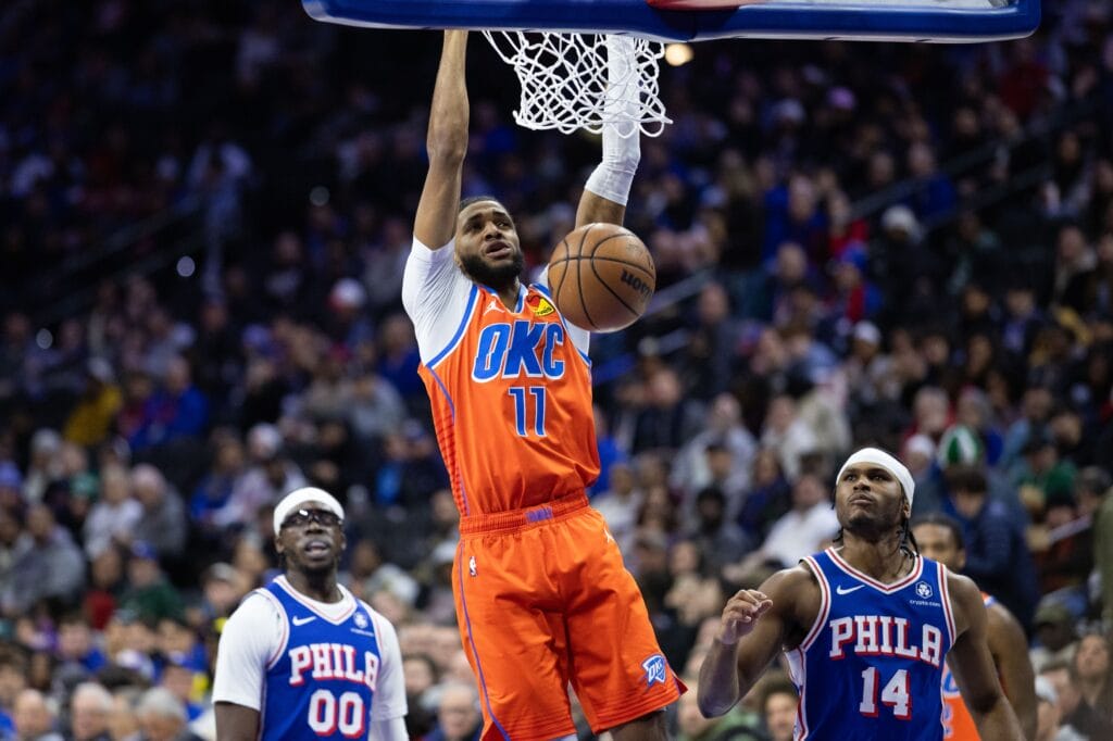Isaiah Joe dunking on the Sixers