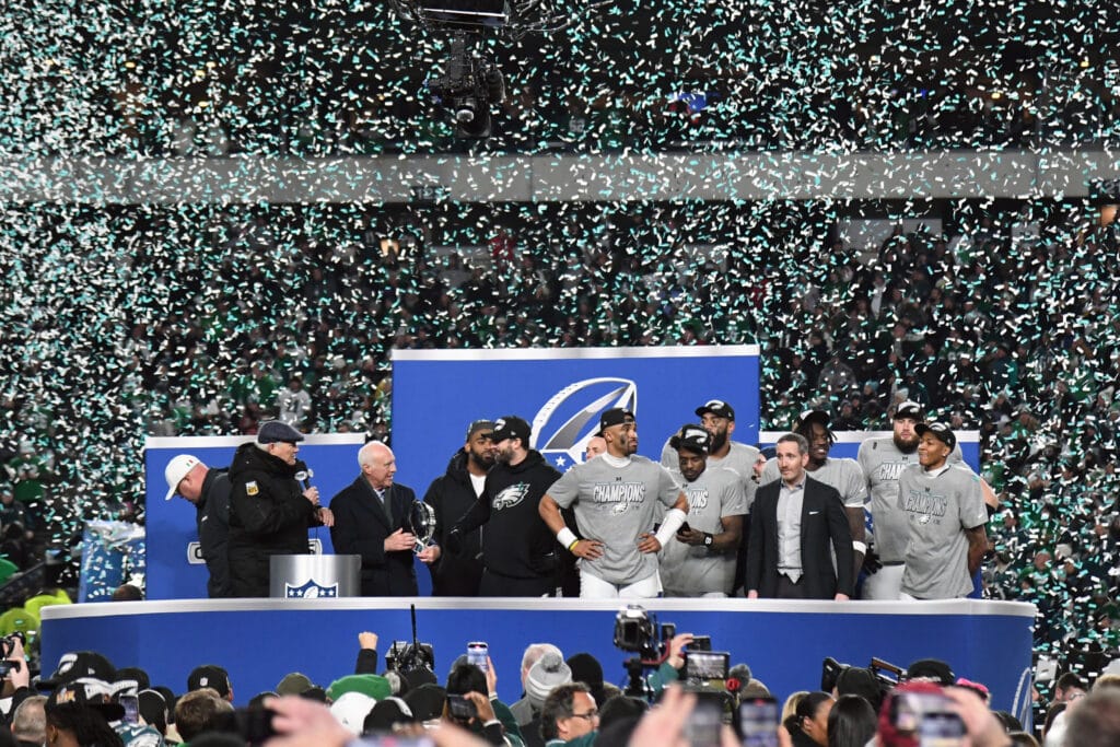 Gillie Da Kid, cigar smoke, confetti: Inside the Eagles’ locker room party after the NFC Championship game — and the immediate focus on the Super Bowl