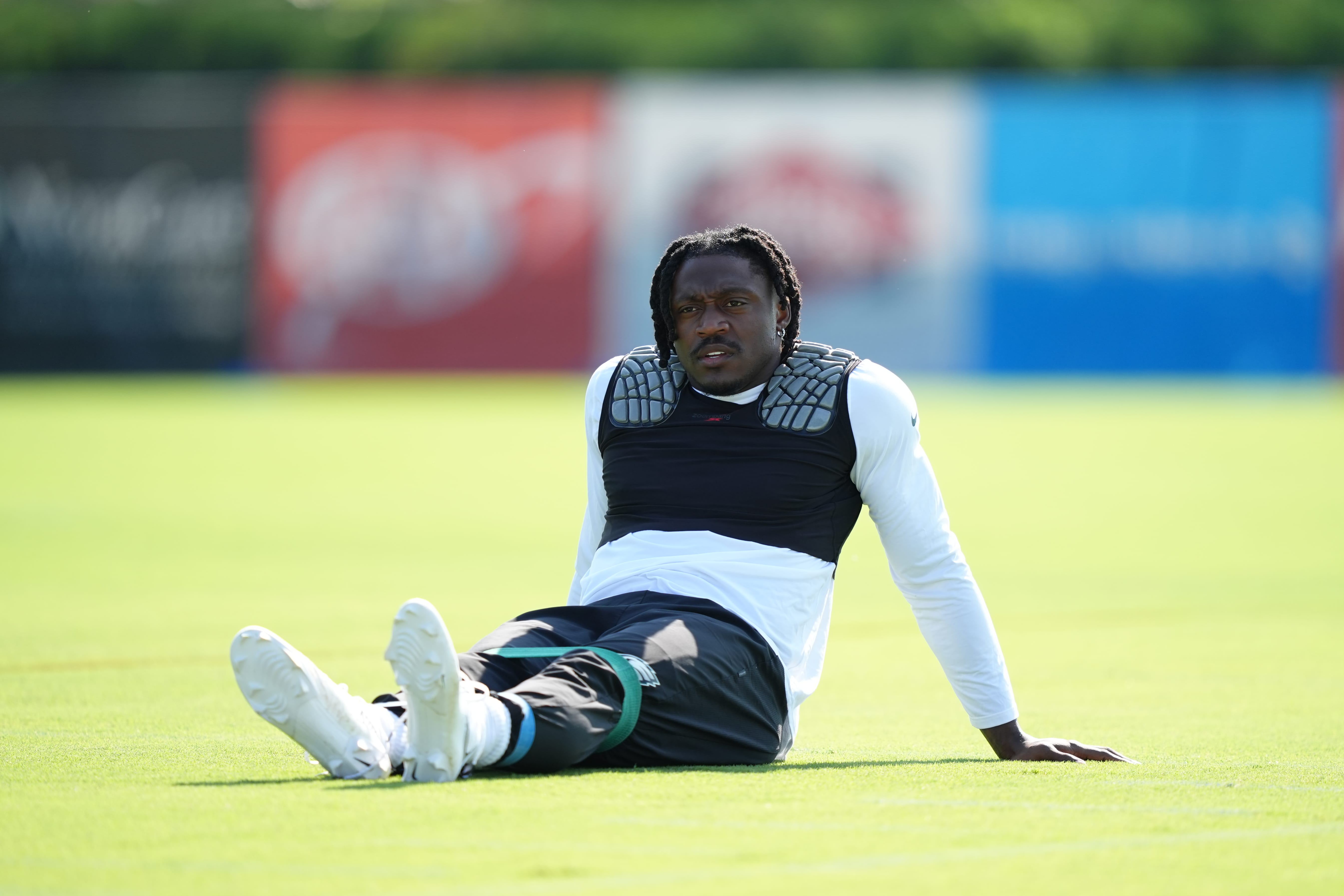 Eagles wide receiver A.J. Brown (11) warms up during training camp at NovaCare Complex. Mandatory Credit: Kyle Ross-Imagn Images