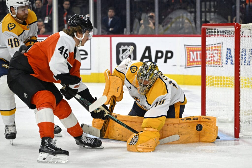 10 observations: Zegras continues to soar for Flyers, Michkov getting going, Vladar shuts down Predators