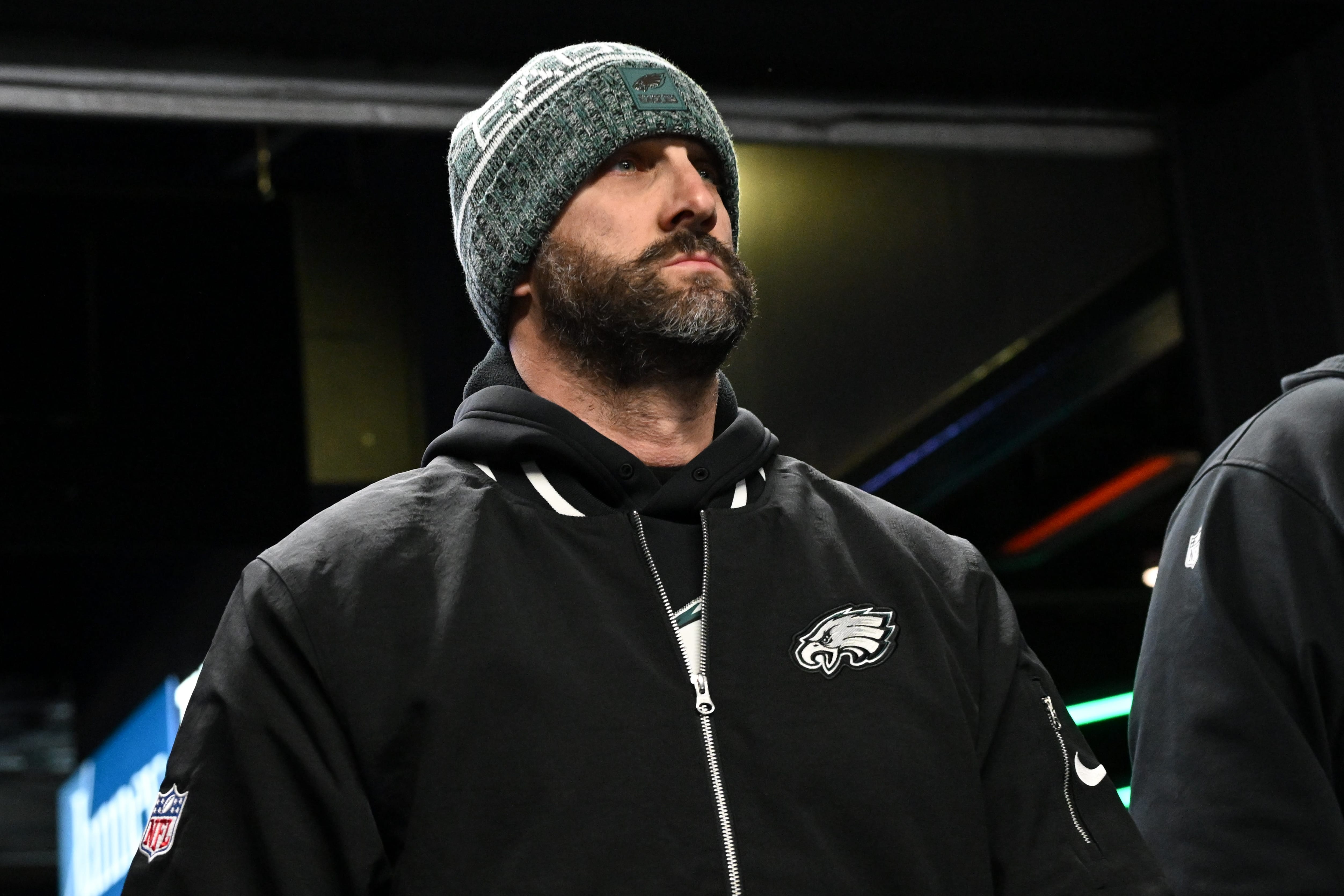 Eagles head coach Nick Sirianni walks through the tunnel for warmups prior to the game against the Chicago Bears at Lincoln Financial Field. Mandatory Credit: Eric Hartline-Imagn Images