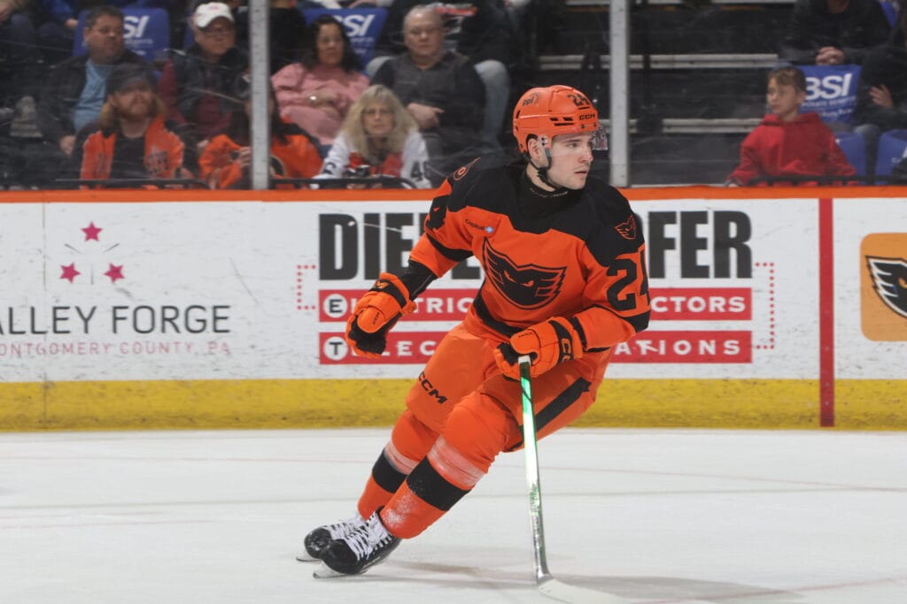 “I thought he was excellent”: Flyers prospect Cole Knuble pops in Phantoms debut weekend