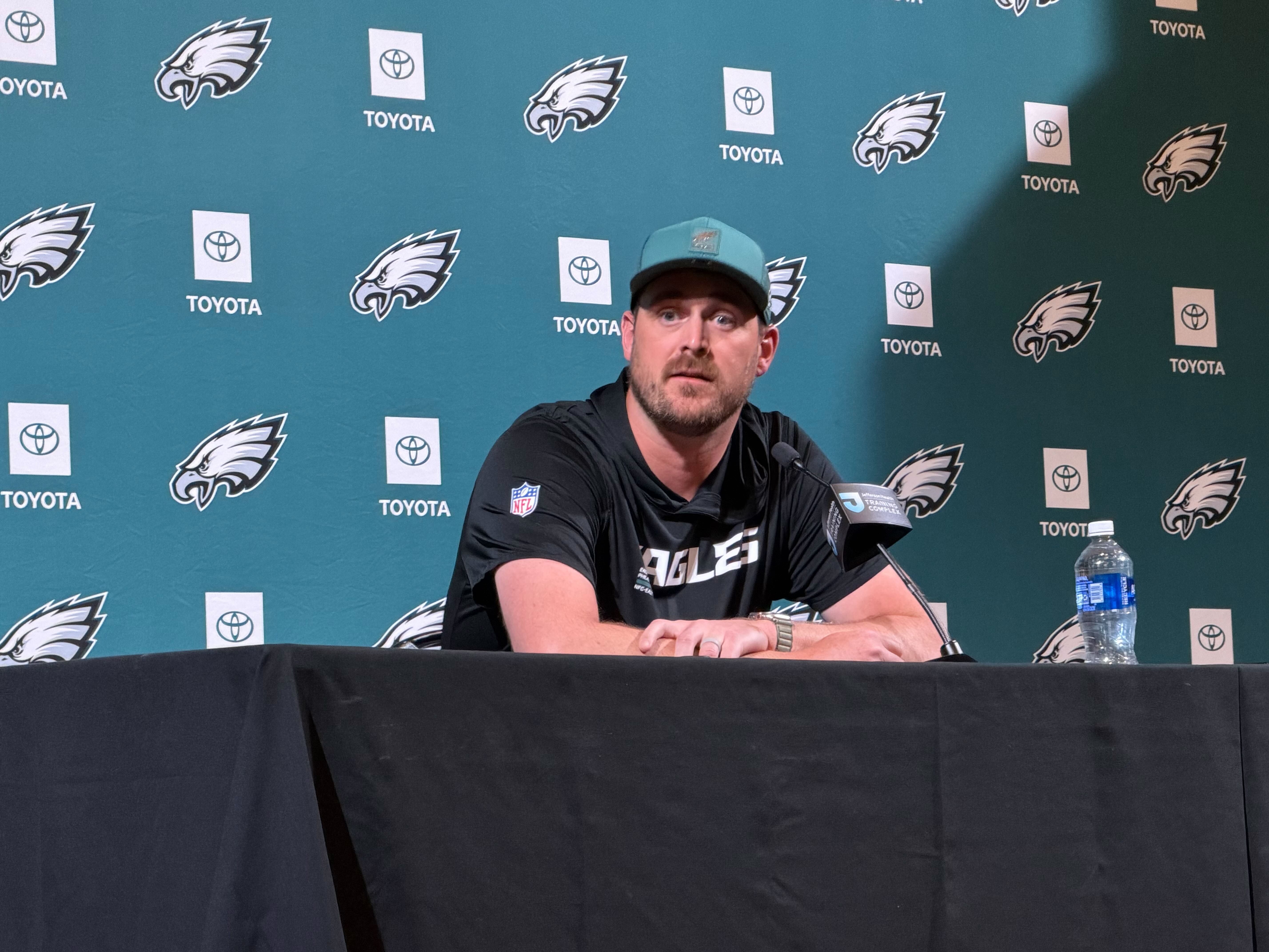 Eagles offensive coordinator Sean Mannion addresses the media on Thursday, May 21st. BO WULF / PHLY SPORTS