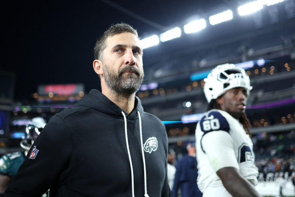 Eagles head coach Nick Sirianni looks on after the game against the Dallas Cowboys at Lincoln Financial Field. Mandatory Credit: Bill Streicher-Imagn Images